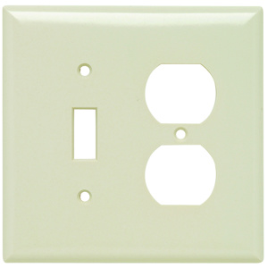 Pass & Seymour Midsized Duplex Toggle Wallplates 2 Gang Light Almond Plastic Device