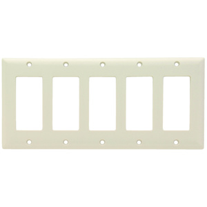 Pass & Seymour Standard Decorator Wallplates 5 Gang Light Almond Plastic Device