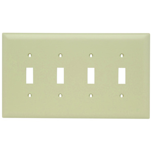 Pass & Seymour Oversized Toggle Wallplates 4 Gang Ivory Nylon Device