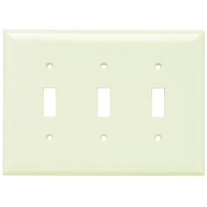 Pass & Seymour Midsized Toggle Wallplates 3 Gang Light Almond Plastic Device