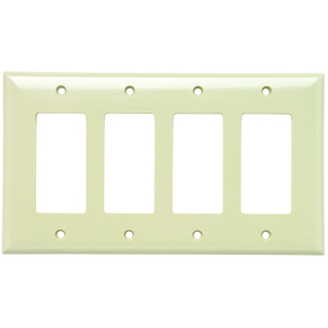 Pass & Seymour Midsized Decorator Wallplates 4 Gang Ivory Plastic Device