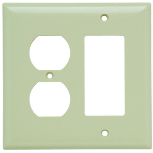 Pass & Seymour Midsized Decorator Duplex Wallplates 2 Gang Ivory Plastic Device