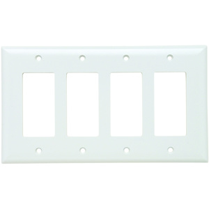 Pass & Seymour Midsized Decorator Wallplates 4 Gang White Plastic Device