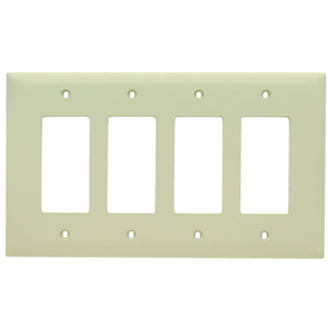Pass & Seymour Oversized Decorator Wallplates 4 Gang Ivory Nylon Device