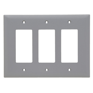 Pass & Seymour Oversized Decorator Wallplates 3 Gang Gray Nylon Device