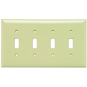 Pass & Seymour Midsized Toggle Wallplates 4 Gang Ivory Plastic Device