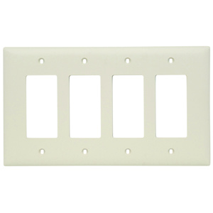 Pass & Seymour Oversized Decorator Wallplates 4 Gang Light Almond Nylon Device