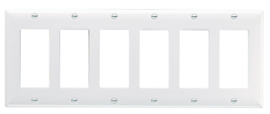 Pass & Seymour Standard Decorator Wallplates 6 Gang Black Plastic Device