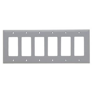 Pass & Seymour Standard Decorator Wallplates 6 Gang Gray Plastic Device
