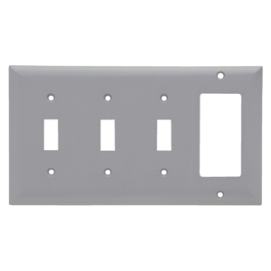 Pass & Seymour Standard Decorator Toggle Wallplates 4 Gang Gray Plastic Device