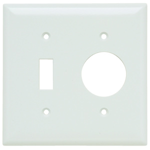 Pass & Seymour Standard Toggle Round Hole Wallplates 2 Gang 1.406 in White Plastic Device