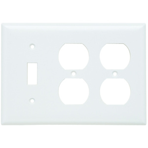 Pass & Seymour Standard Duplex Toggle Wallplates 3 Gang White Plastic Device