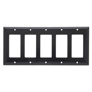 Pass & Seymour Standard Decorator Wallplates 5 Gang Black Plastic Device