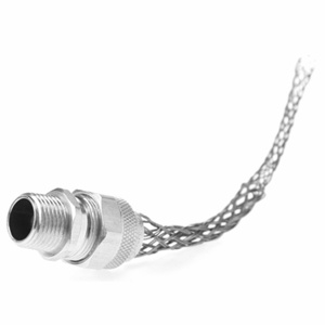 Pass & Seymour Deluxe Series Meshed Strain Relief Cord Connectors Male Connector 1 in 0.750 - 0.875 in Closed Mesh, Multi-weave