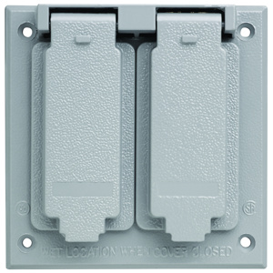 Pass & Seymour CA Series Weatherproof Outlet Box Covers Aluminum Die Cast 2 Gang Gray