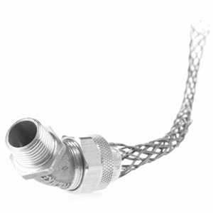 Pass & Seymour Deluxe Series Meshed Strain Relief 45 Degree Cord Connectors Male Connector 3/4 in 0.670 - 0.750 in Closed Mesh, Multi-weave