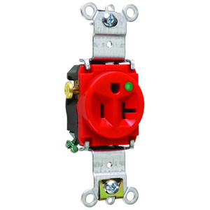Pass & Seymour 8301 Series Single Receptacles 20 A 125 V 2P3W 5-20R Hospital Corrosion-resistant Red