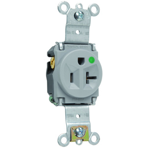 Pass & Seymour 8301 Series Single Receptacles 20 A 125 V 2P3W 5-20R Hospital Corrosion-resistant Gray