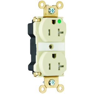 Pass & Seymour PTTR63 Series Duplex Receptacles 20 A 125 V 2P3W 5-20R Hospital PlugTail® Tamper-resistant Ivory