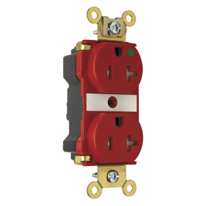 Pass & Seymour PTTR63 Series Duplex Receptacles 20 A 125 V 2P3W 5-20R Hospital PlugTail® Tamper-resistant Red