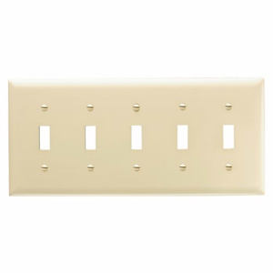 Pass & Seymour Standard Toggle Wallplates 5 Gang Ivory Nylon Device