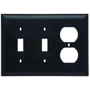 Pass & Seymour Standard Duplex Toggle Wallplates 3 Gang Black Nylon Device