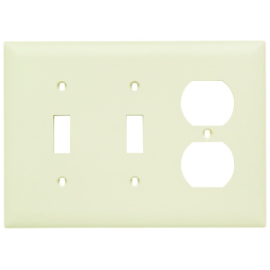 Pass & Seymour Standard Duplex Toggle Wallplates 3 Gang Light Almond Nylon Device