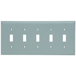 Pass & Seymour Standard Toggle Wallplates 5 Gang Gray Nylon Device