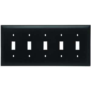 Pass & Seymour Standard Toggle Wallplates 5 Gang Black Nylon Device
