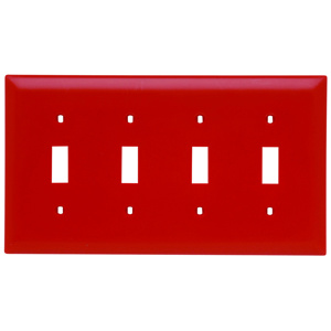 Pass & Seymour Standard Toggle Wallplates 4 Gang Red Nylon Device