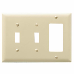 Pass & Seymour Standard Decorator Toggle Wallplates 3 Gang Ivory Nylon Device