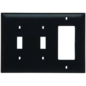 Pass & Seymour Standard Decorator Toggle Wallplates 3 Gang Black Nylon Device