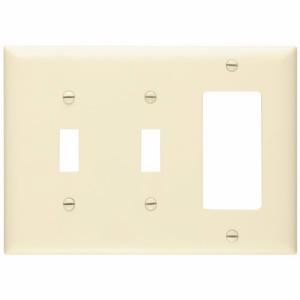 Pass & Seymour Standard Decorator Toggle Wallplates 3 Gang Light Almond Nylon Device