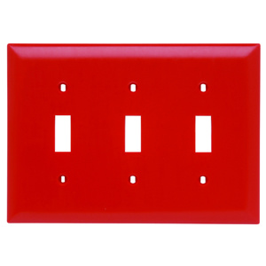Pass & Seymour Standard Toggle Wallplates 3 Gang Red Nylon Device