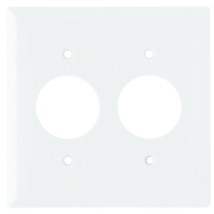 Pass & Seymour Standard Round Hole Wallplates 2 Gang 1.406 in White Plastic Device