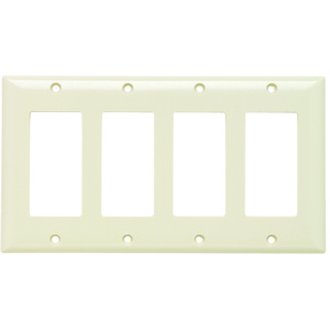 Pass & Seymour Standard Decorator Wallplates 4 Gang Light Almond Plastic Device