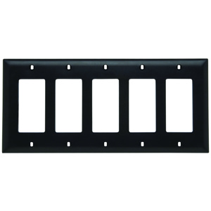 Pass & Seymour Standard Decorator Wallplates 5 Gang Black Nylon Device