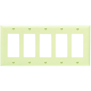 Pass & Seymour Standard Decorator Wallplates 5 Gang Ivory Nylon Device