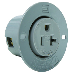 Pass & Seymour 5379 Series Flanged Outlet Receptacles 20 A 125 V 2P3W 5-20R Commercial Gray