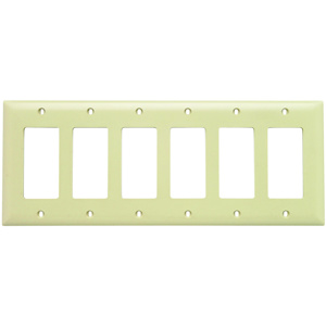 Pass & Seymour Standard Decorator Wallplates 6 Gang Ivory Nylon Device