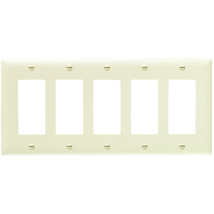 Pass & Seymour Standard Decorator Wallplates 5 Gang Light Almond Nylon Device