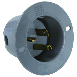 Pass & Seymour 5478 Series Flanged Straight Blade Inlets 20 A 250 V 2P3W 6-20R Gray