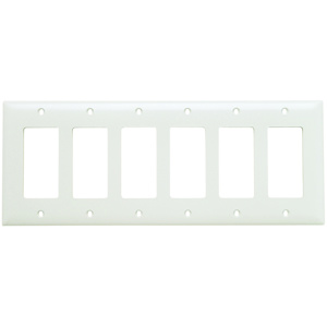 Pass & Seymour Standard Decorator Wallplates 6 Gang White Nylon Device