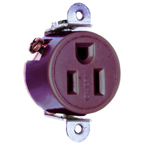 Pass & Seymour 5258 Series Short Strap Single Receptacles 15 A 125 V 2P3W 5-15R Commercial Brown