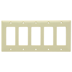 Pass & Seymour Standard Decorator Wallplates 5 Gang Ivory Plastic Device