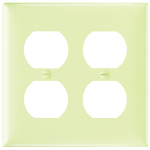 Pass & Seymour Standard Duplex Wallplates 2 Gang Ivory Plastic Device