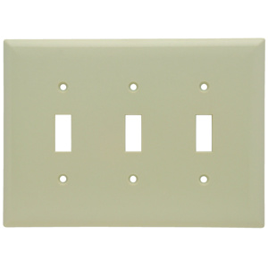 Pass & Seymour Midsized Toggle Wallplates 3 Gang Ivory Plastic Device