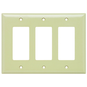 Pass & Seymour Midsized Decorator Wallplates 3 Gang Ivory Plastic Device