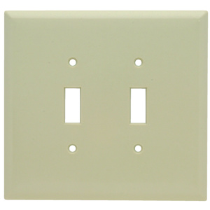 Pass & Seymour Oversized Toggle Wallplates 2 Gang Ivory Plastic Device