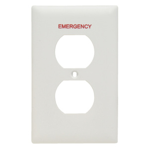 Pass & Seymour Standard Duplex Wallplates 1 Gang White Nylon Emergency Device